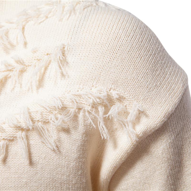 Men's Fashion 3D Rice Ear Jacquard Round Neck Pullover Knitted Sweater