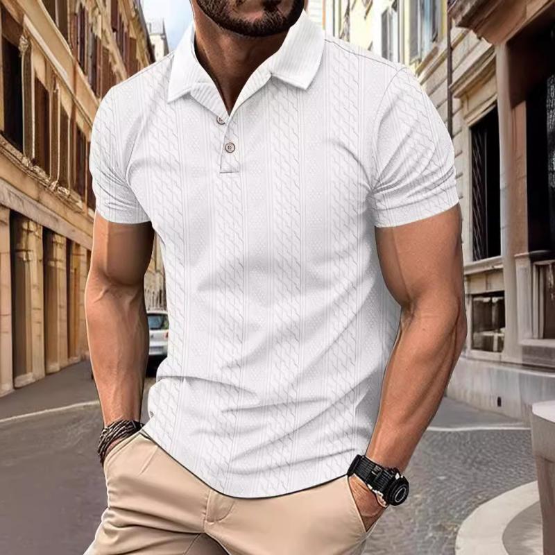 Men's Jacquard Texture Short-Sleeved Polo Shirt