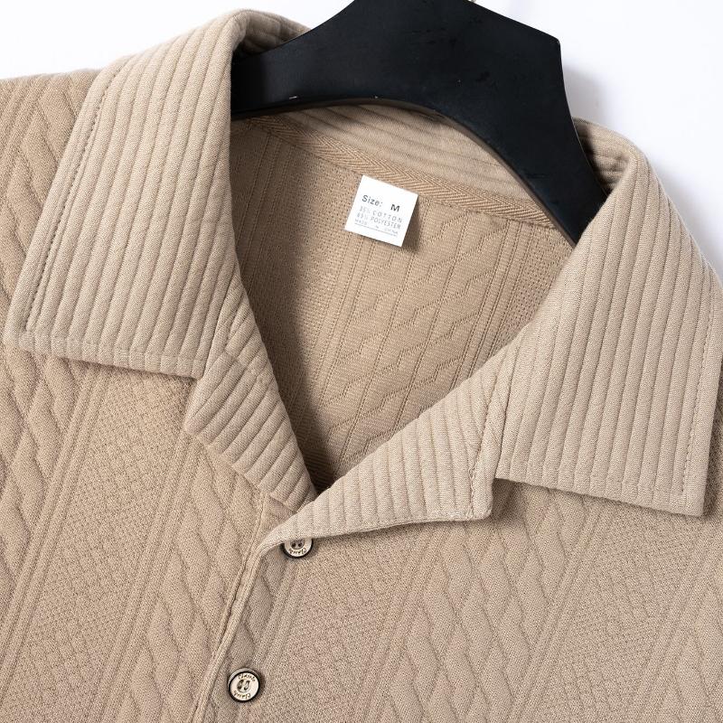 Men's Jacquard Texture Short-Sleeved Polo Shirt