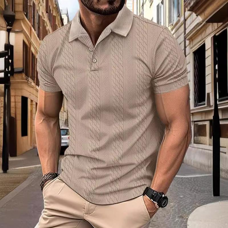 Men's Jacquard Texture Short-Sleeved Polo Shirt