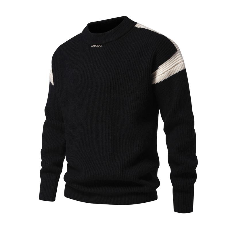 Men's Fashion Colorblock Round Neck Loose Knit Sweater